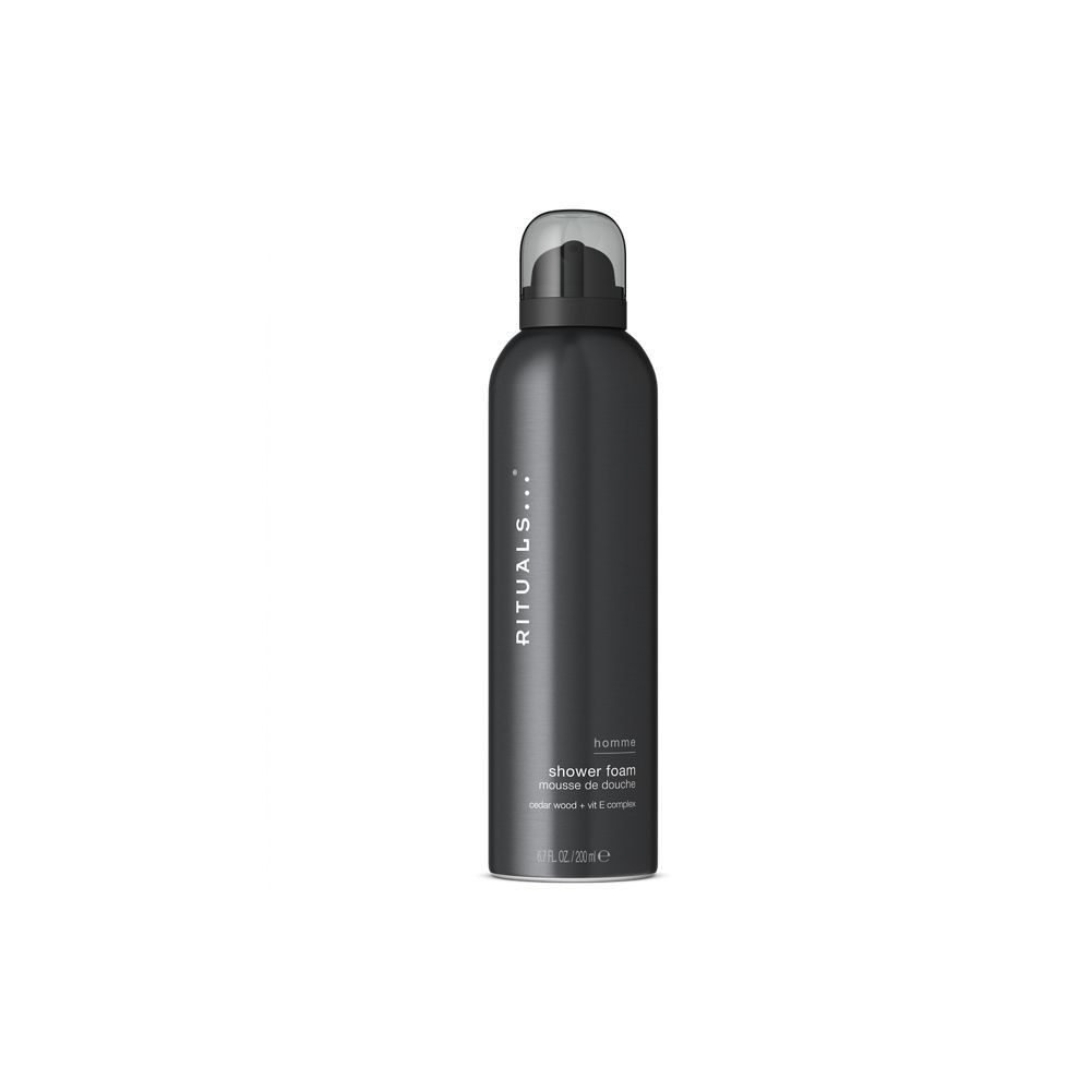 Flacon spray gris foncé avec bouchon noir. Inscription RITUALS. Nom du produit et volume.
