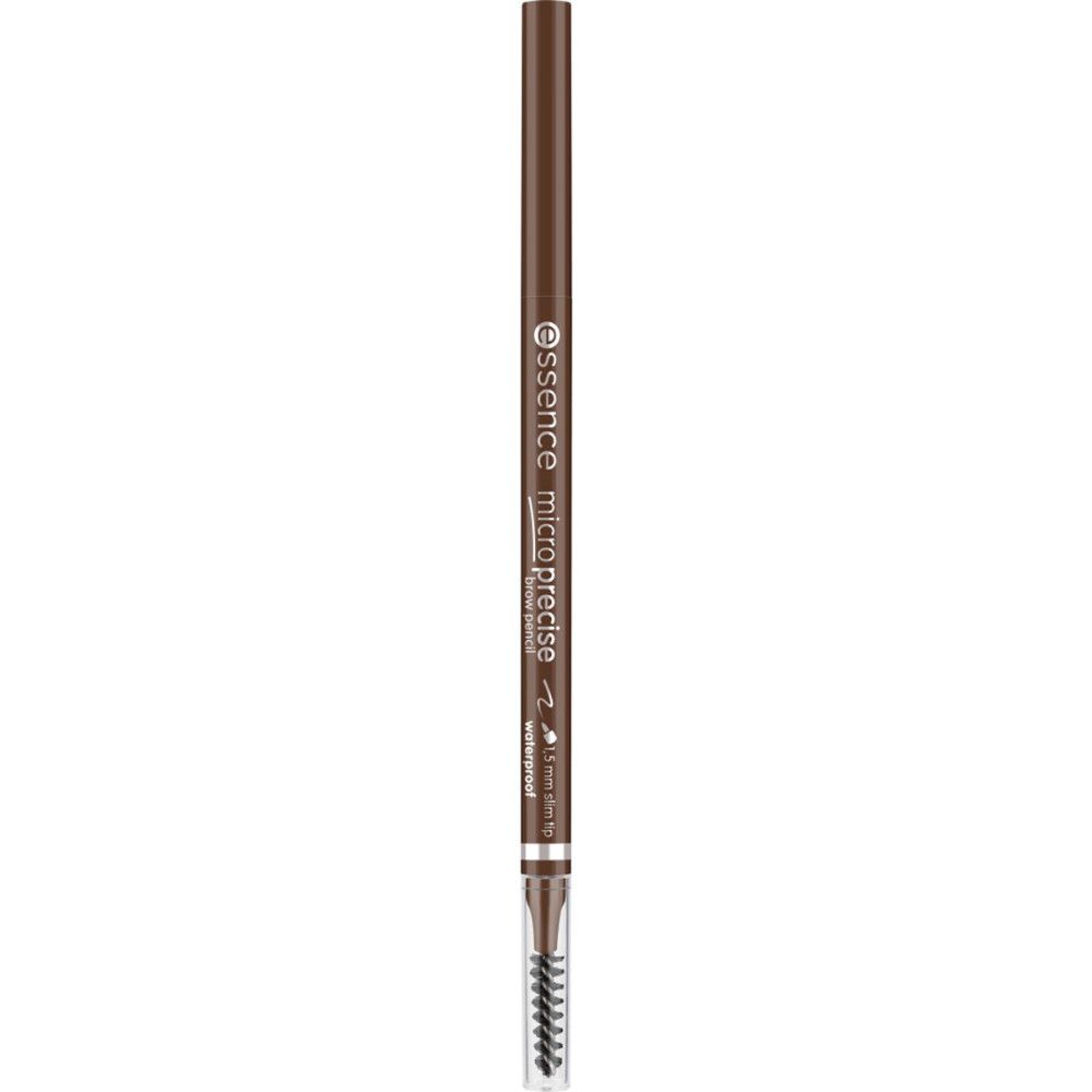 Crayon à sourcils brun avec brosse. Inscription: essence micro precise waterproof.
