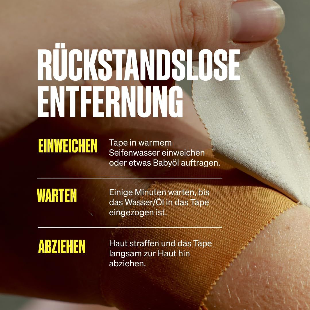 Retrait du ruban SPORTTAPE à l'oxyde de zinc avec de l'eau tiède et du savon.
