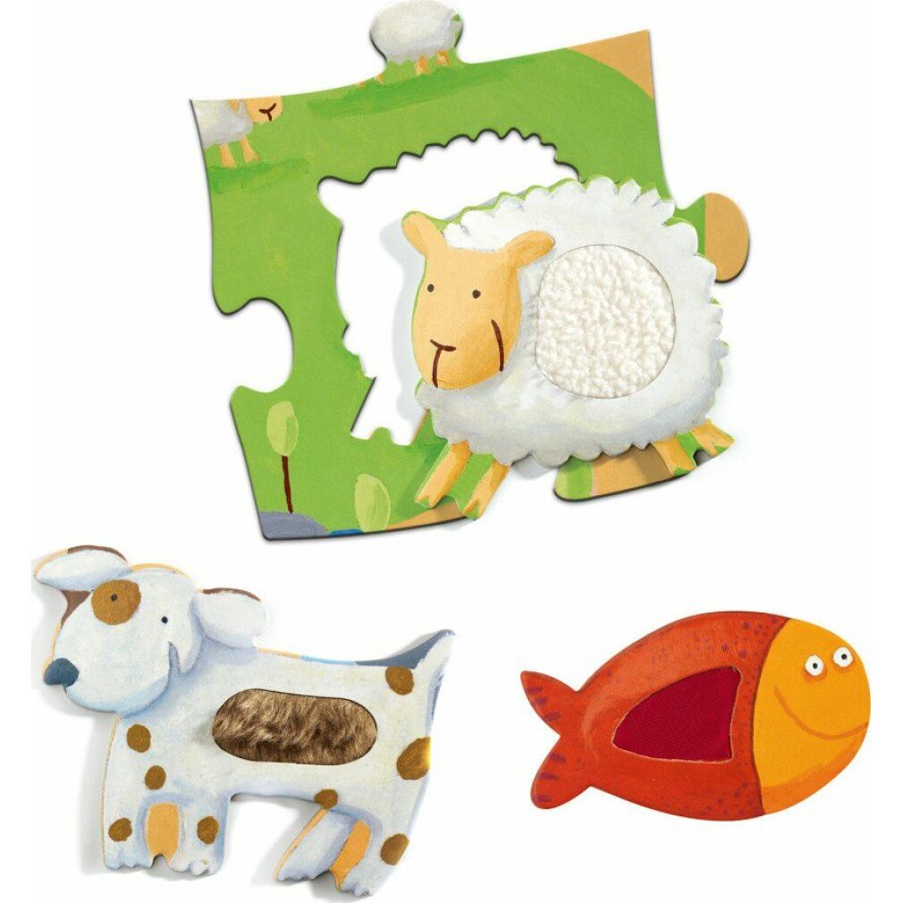 Pièce de puzzle avec un mouton dans une prairie verte.
