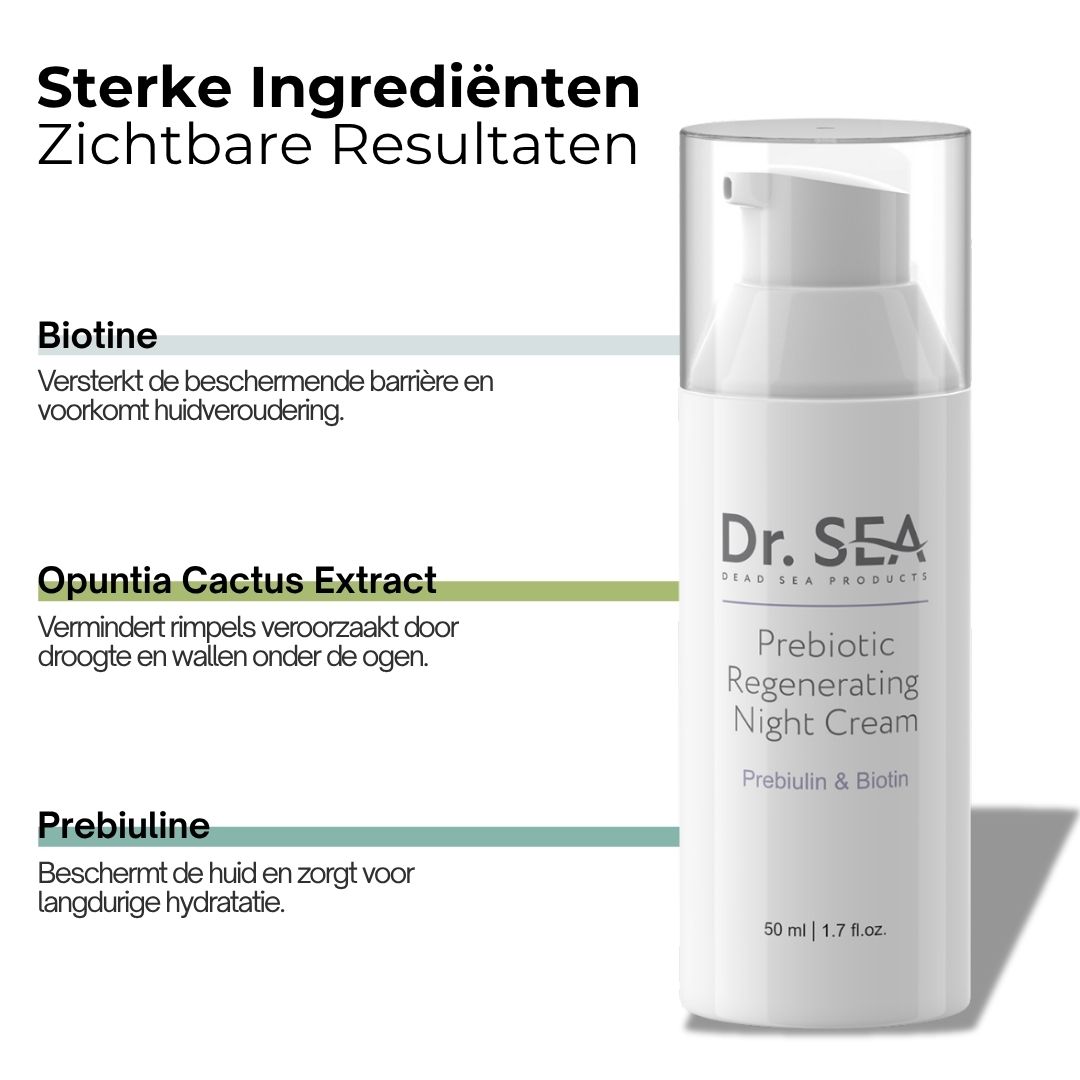 Crèmefles. Tekst: Biotine, Opuntia Cactus Extract, Prebiuline. Zichtbare resultaten.