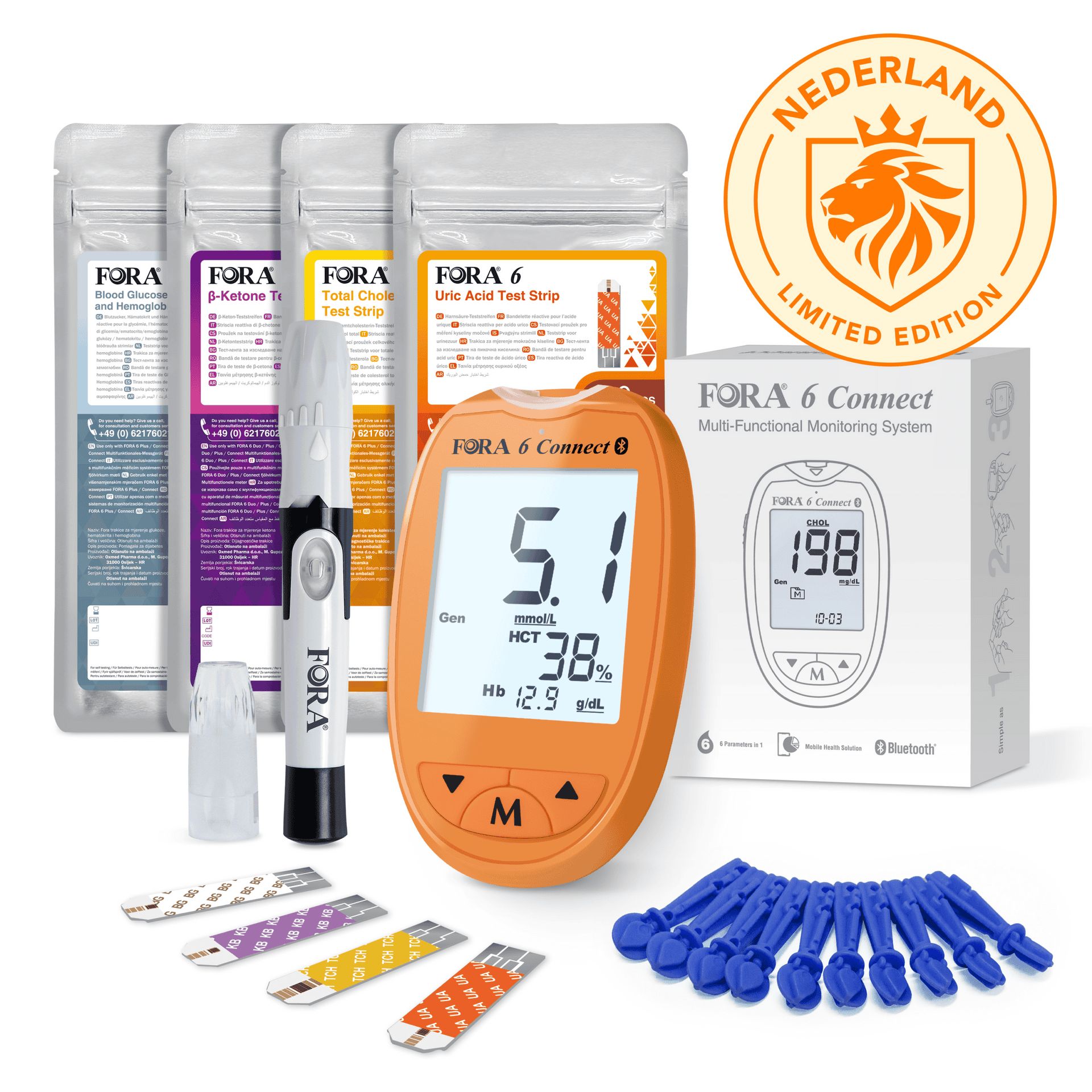 FORA 6 Connect 6-in-1 Starterspakket - Speciale Editie (Oranje) - mmol/l