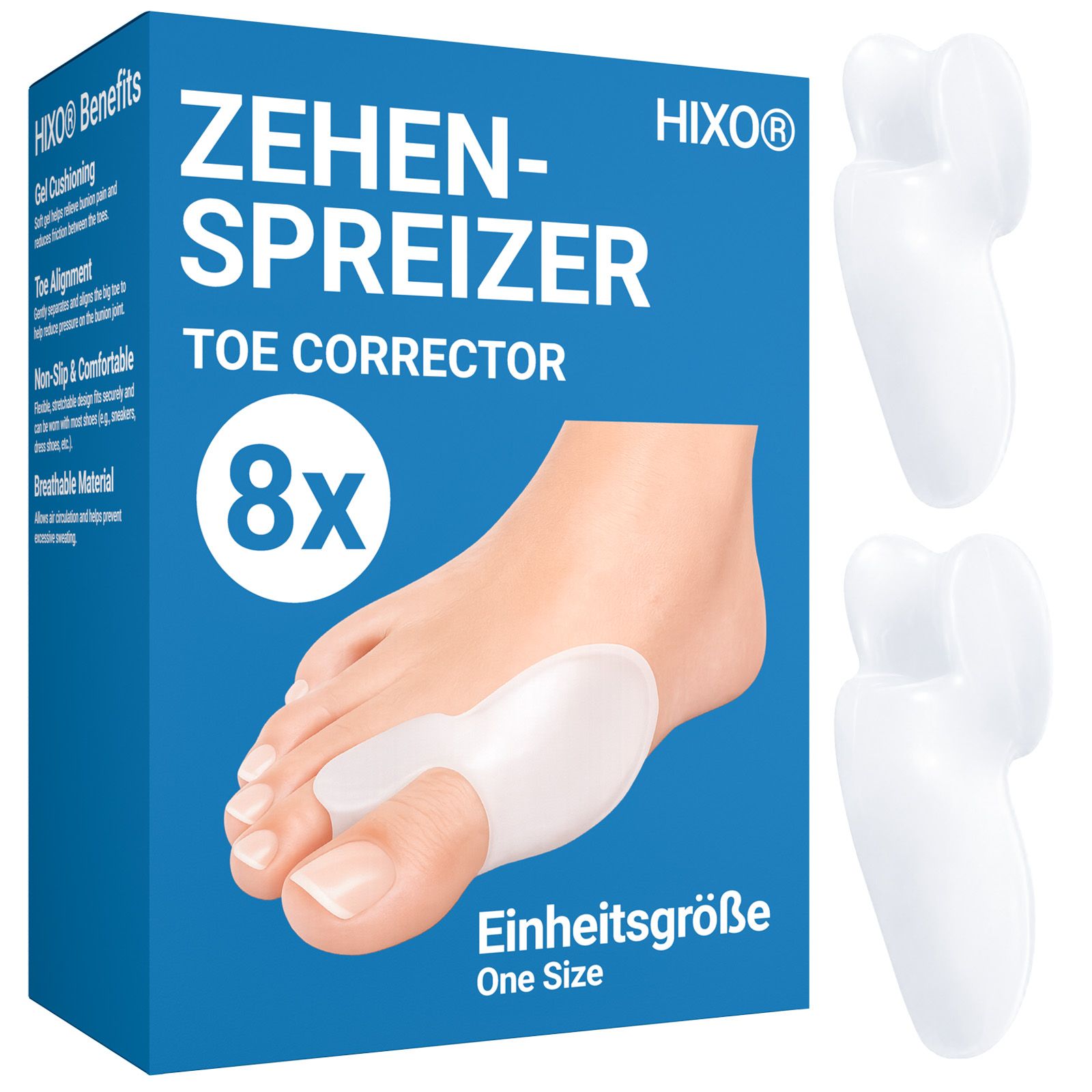 HIXO teenspreiders voor hallux valgus – bunionbeschermer van zachte, BPA-vrije siliconen comfort