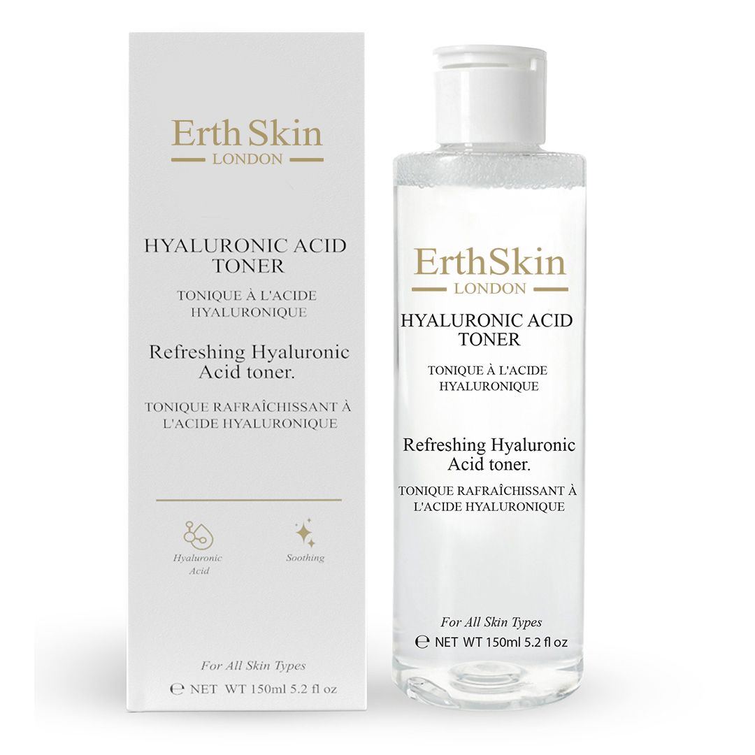 Tonique à l'acide hyaluronique ErthSkin London et son emballage.