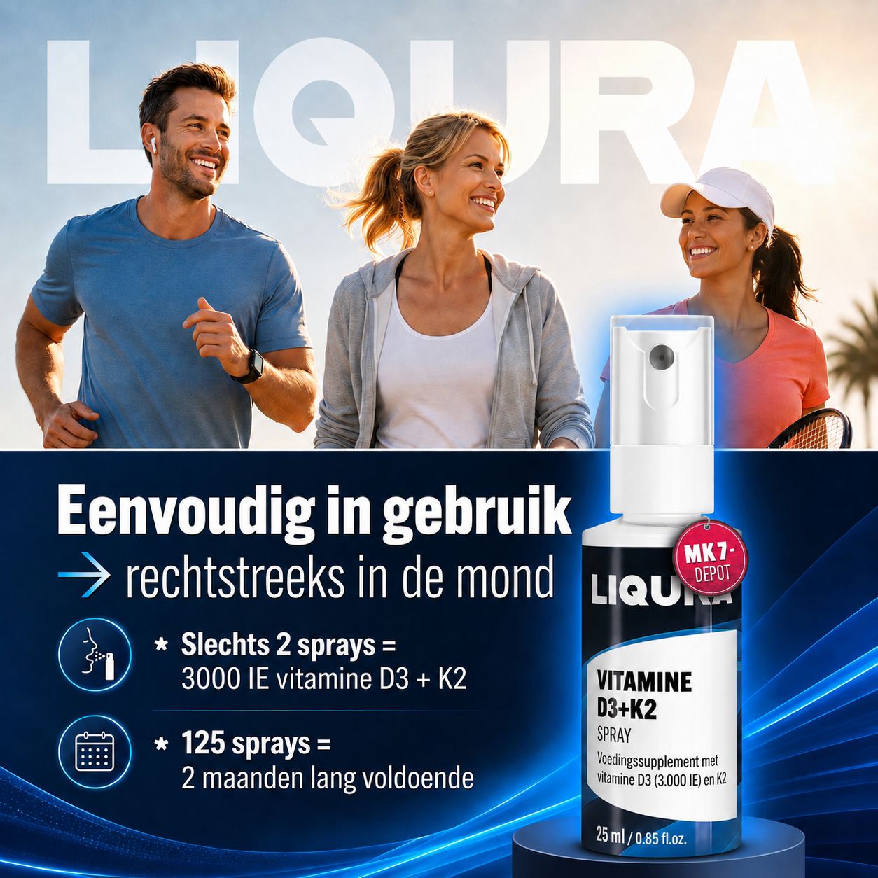 LIQURA Vitamine D3+K2 Spray: Directe mondapplicatie, innovatief gebruik.