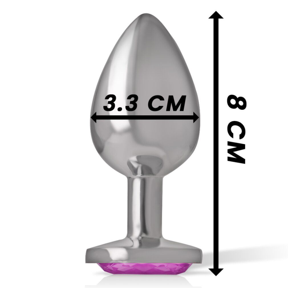Plug anal Intense en métal : longueur 8 cm, largeur 3,3 cm.