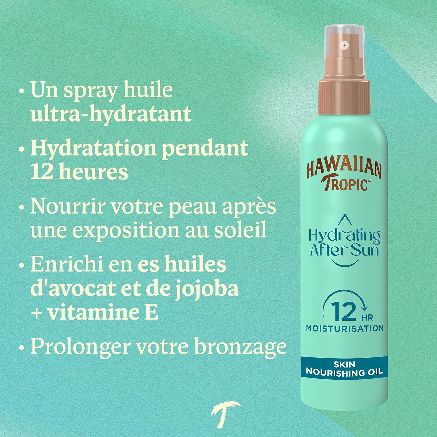 Spray après-soleil Hawaiian Tropic : Huile nourrissante pour la peau, hydratation 12h.