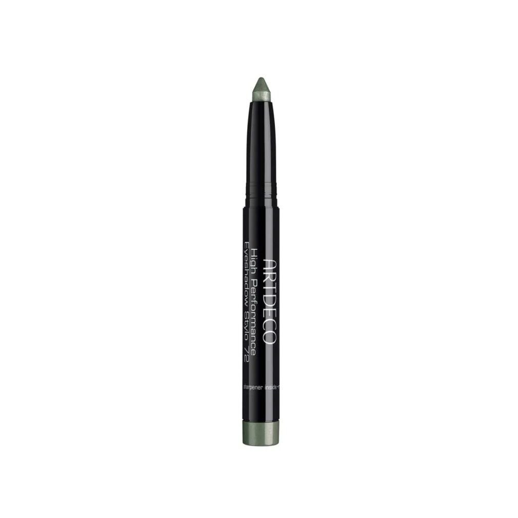 Artdeco High Performance Eyeshadow Stylo 72. Groene stift met zwarte behuizing. Productnaam en merk zichtbaar.