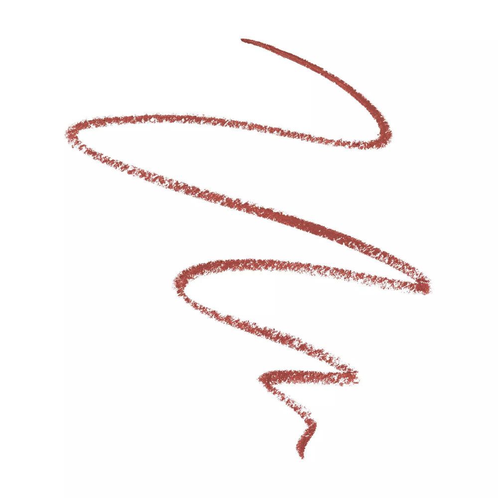 Bruine lippenstiftlijn op witte achtergrond. Getekende gebogen lijn.