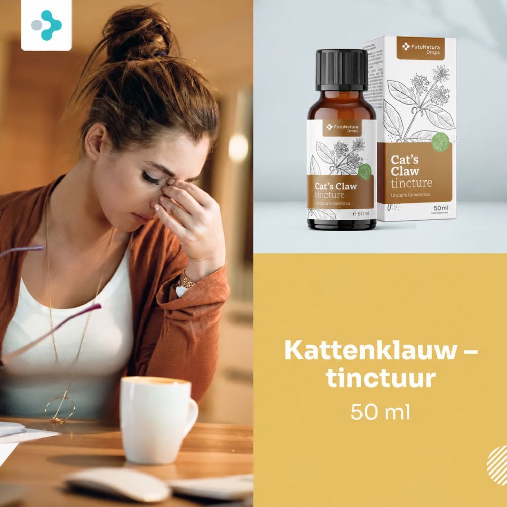 Kattenklauw tinctuur, 50 ml, tekst over cognitieve vaardigheden.