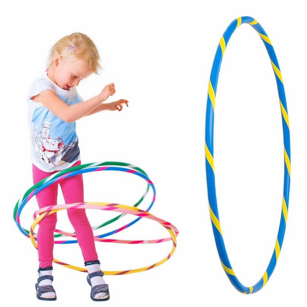 Hoopomania hula hoop enfant avec ruban grip | Ø 60 cm | Bleu-Jaune