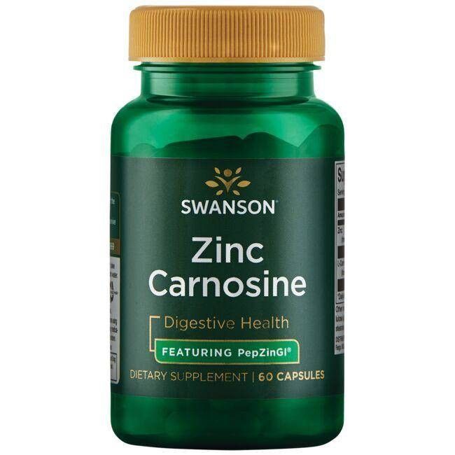 Groene pot Swanson Zink Carnosine, 60 capsules, voor de spijsvertering.
