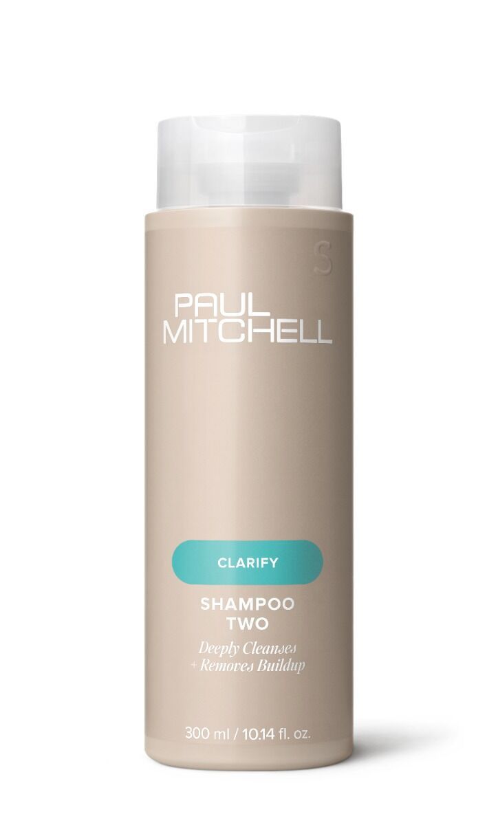 Paul Mitchell Clarify Shampoo Two, 300 ml. Flacon beige avec bouchon blanc.