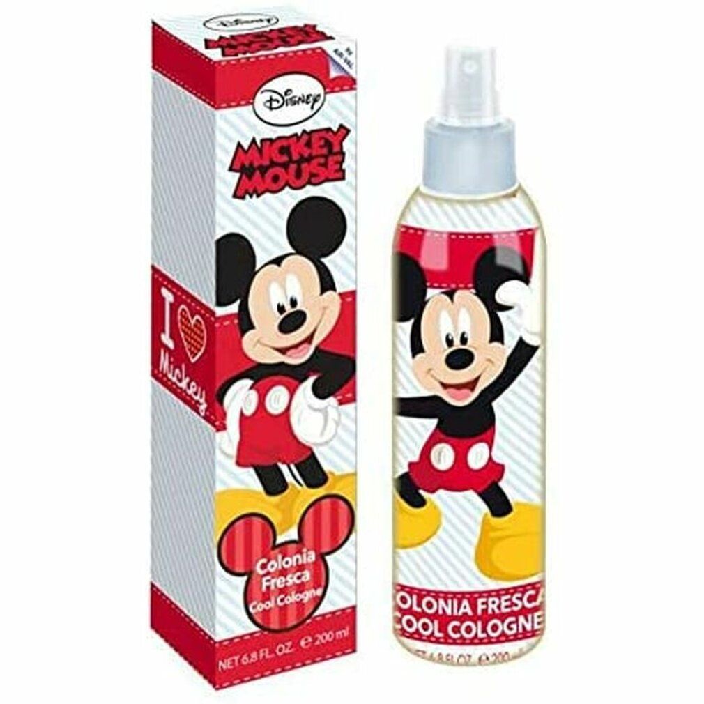 Spray corporel Mickey Mouse avec emballage. Inscription: Colonia Fresca Cool Cologne. Bouteille avec vaporisateur.