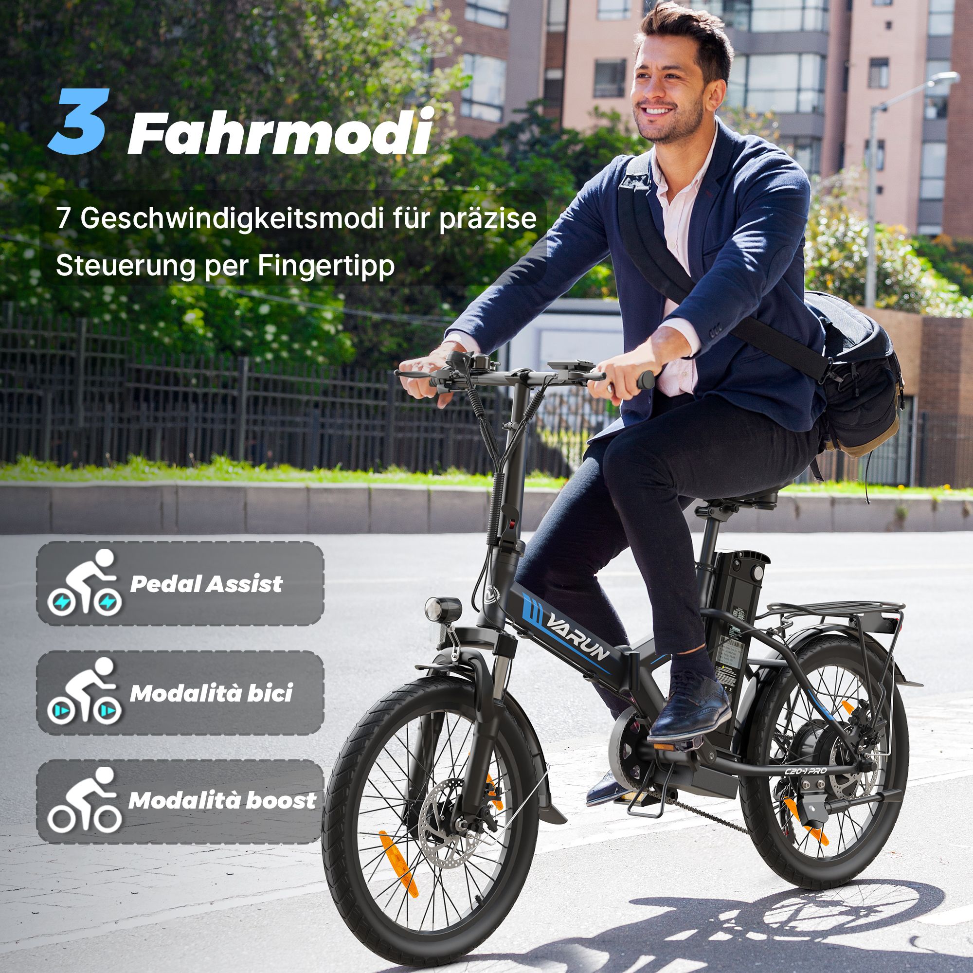 VARUN C20-1 PRO Vélo électrique pliant, 48 V 13 Ah