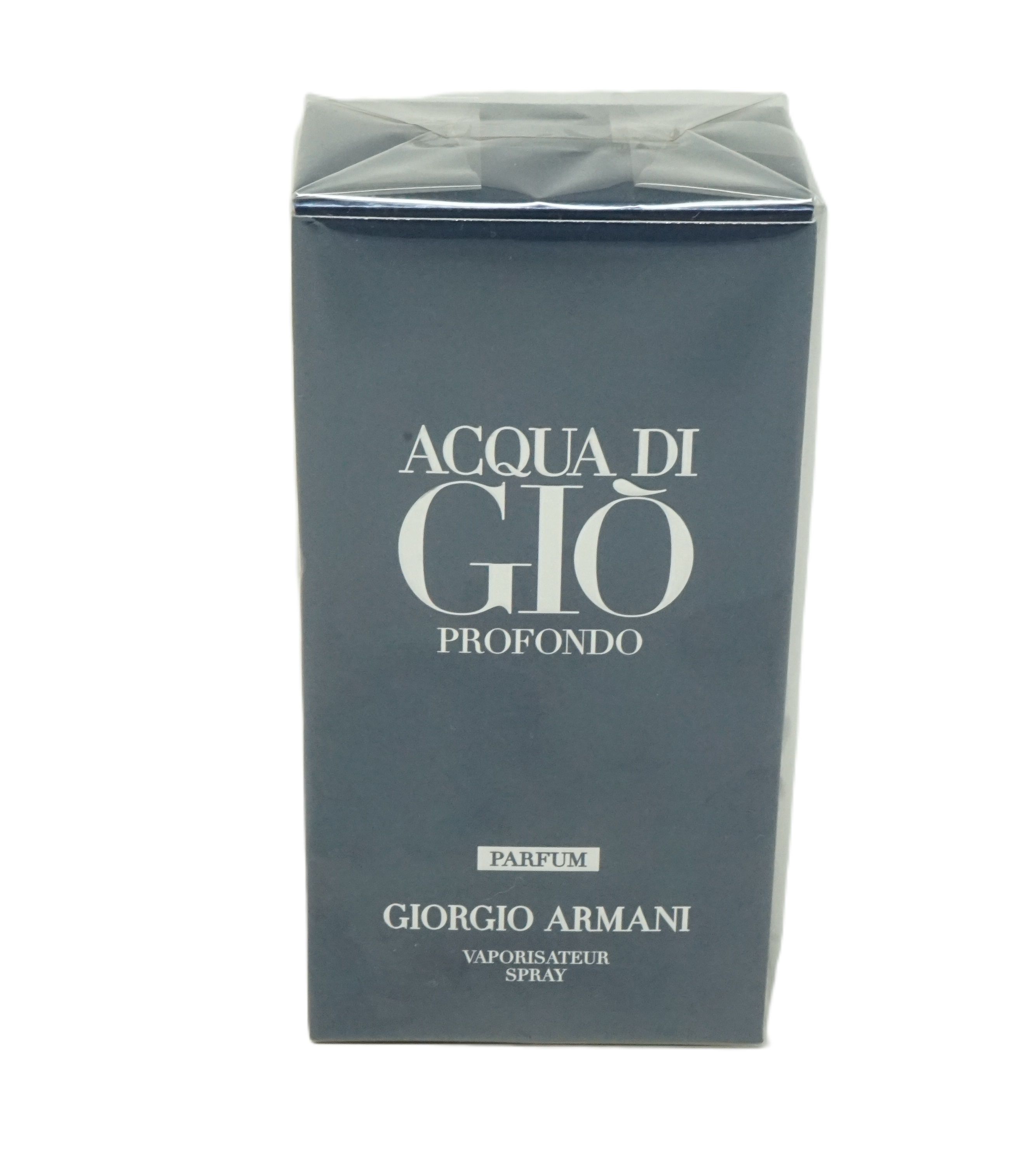 Donkerblauwe verpakking. ACQUA DI GIO PROFONDO, Parfum, Giorgio Armani. Vaporisateur Spray.
