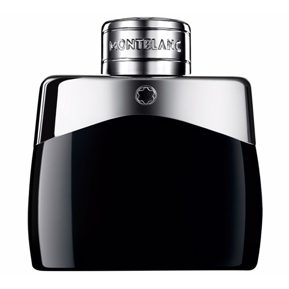 Zwarte flacon met zilveren dop. Opschrift: MONTBLANC. Logo. Vorm: rechthoekig met afgeronde hoeken.