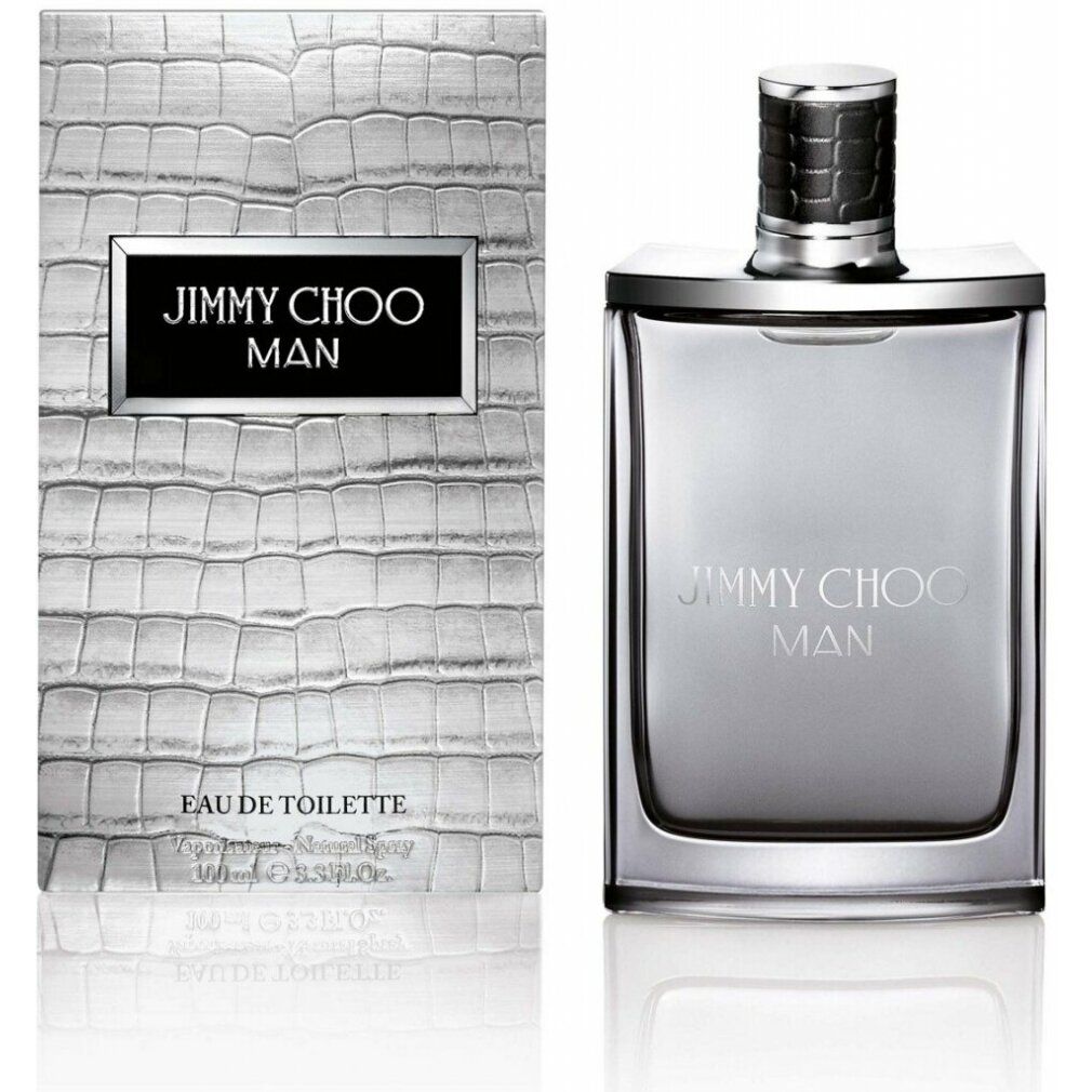 Eau de Toilette Jimmy Choo Man 30 ml, met verpakking. Fles en doos met tekst. Grijze kleur.