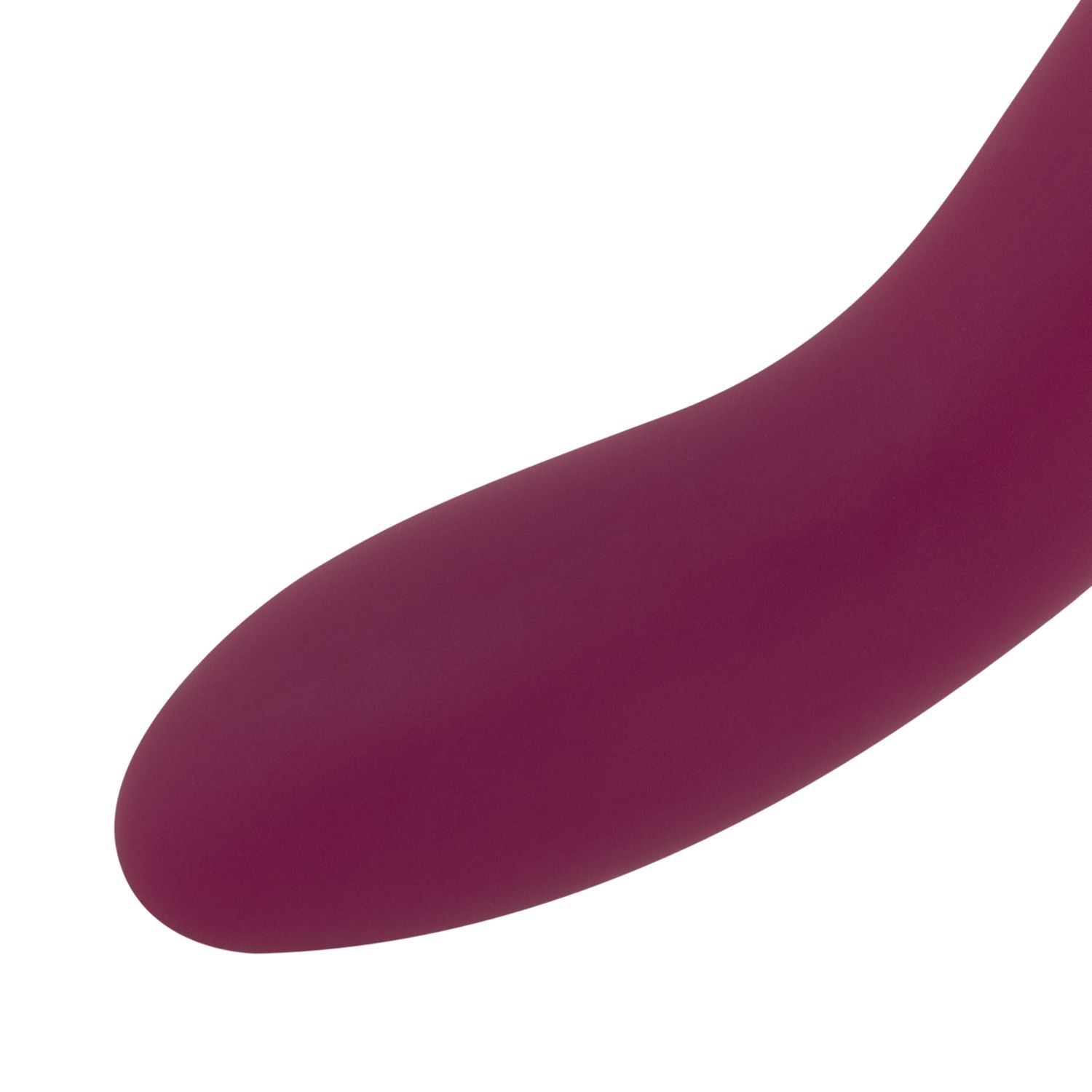 Close-up van de gebogen steel van een paarse vibrator. Afgeronde vorm.