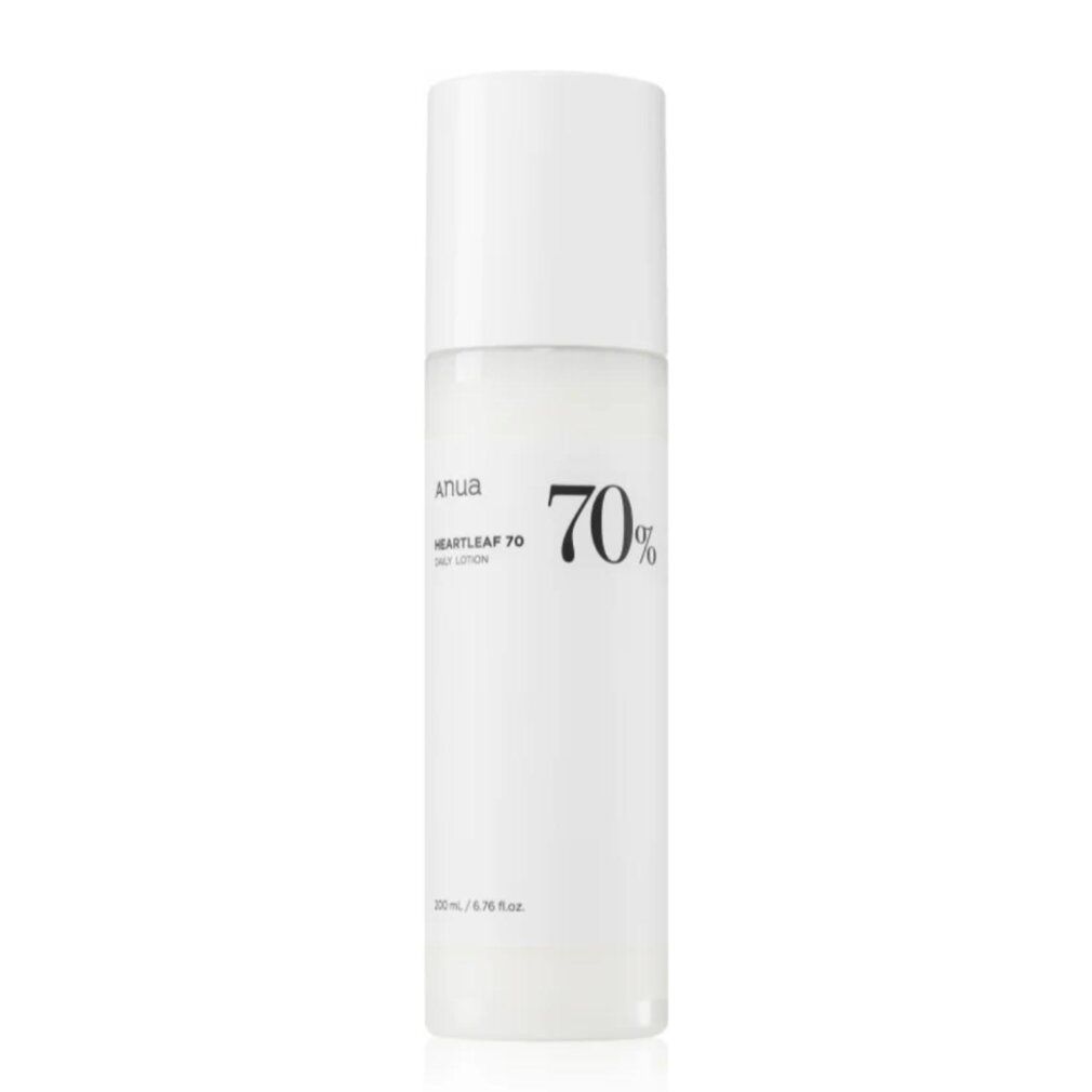 Witte ANUA Heartleaf 70 Daily Lotion fles met zwarte opdruk en 200ml aanduiding.