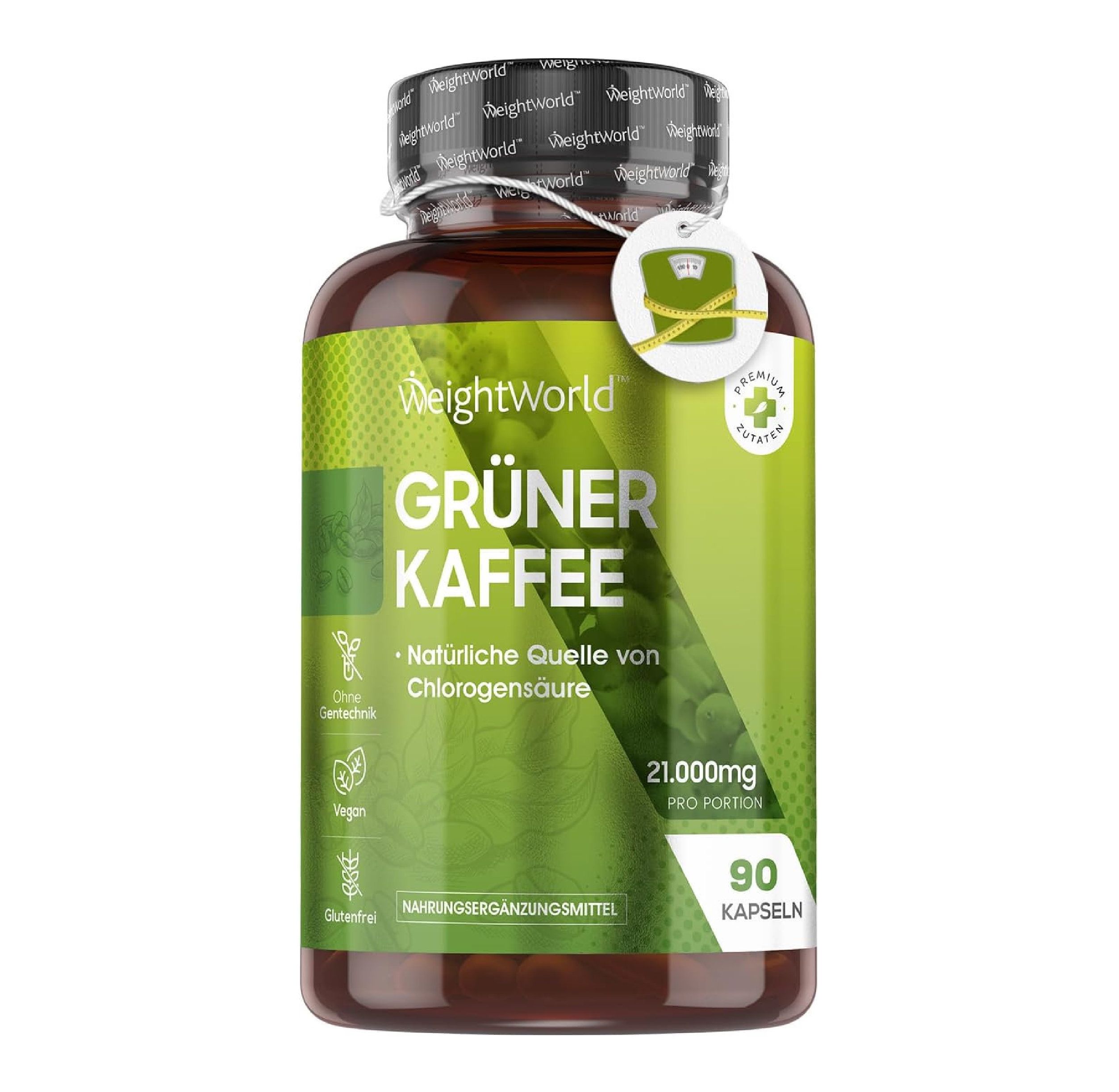 WeightWorld Groene Koffie capsules: 90 capsules, natuurlijk, glutenvrij.