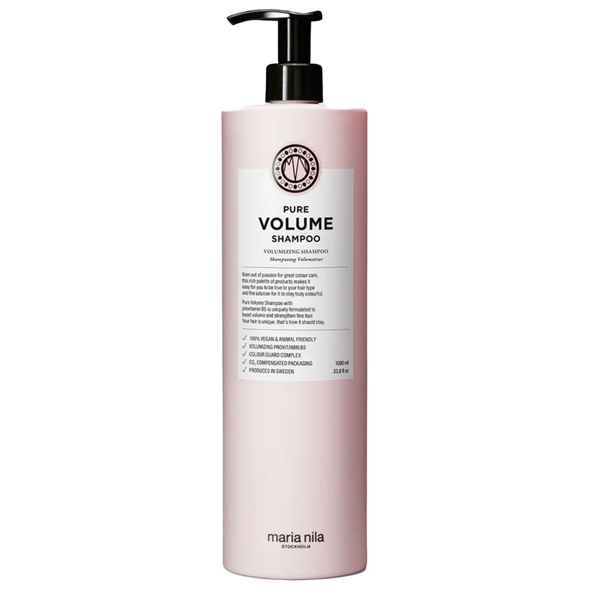 Flacon pompe de shampooing Maria Nila Pure Volume, 1000ml.