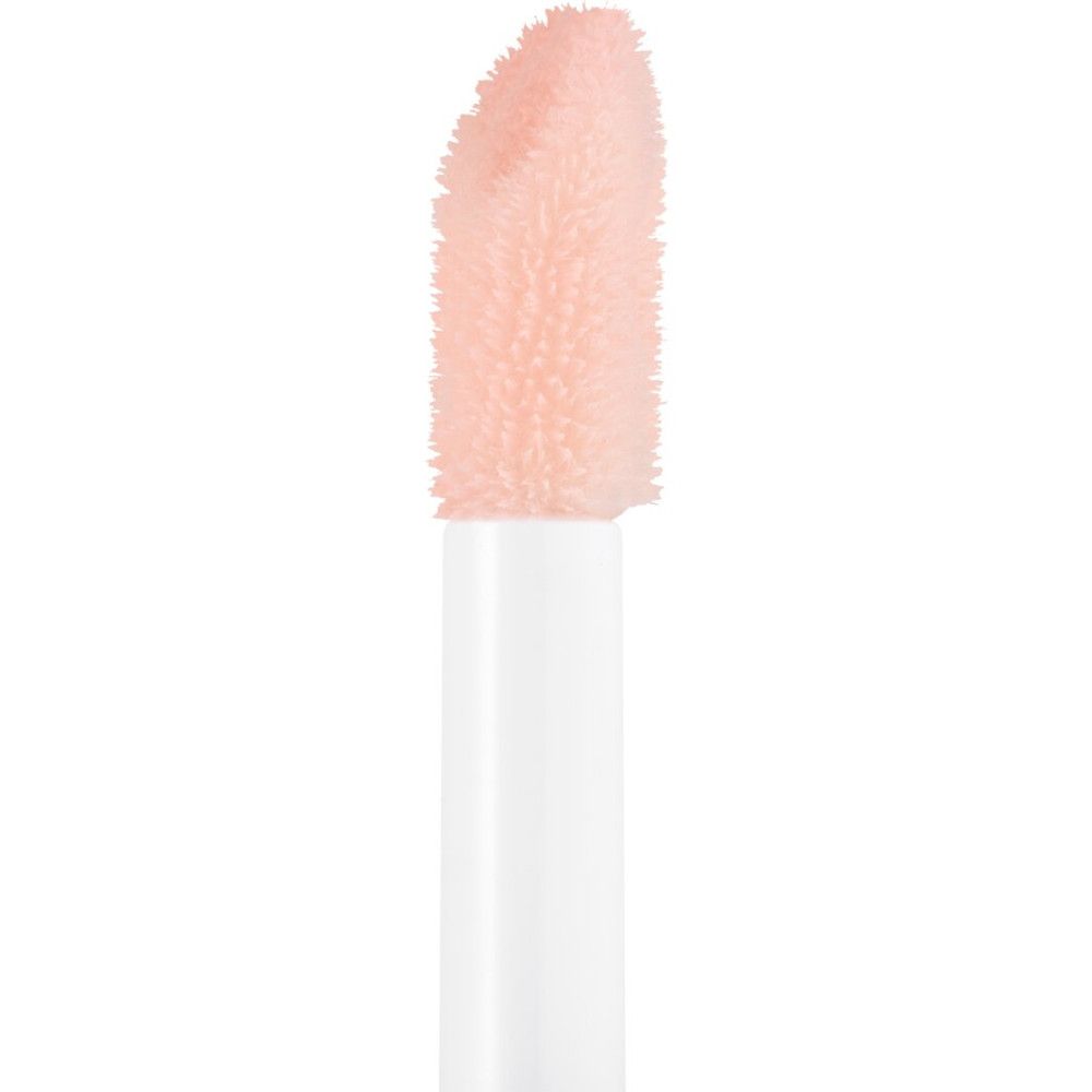 Close-up van de applicator van de Essence Pearly Potion lipgloss. De applicator heeft een roze punt.