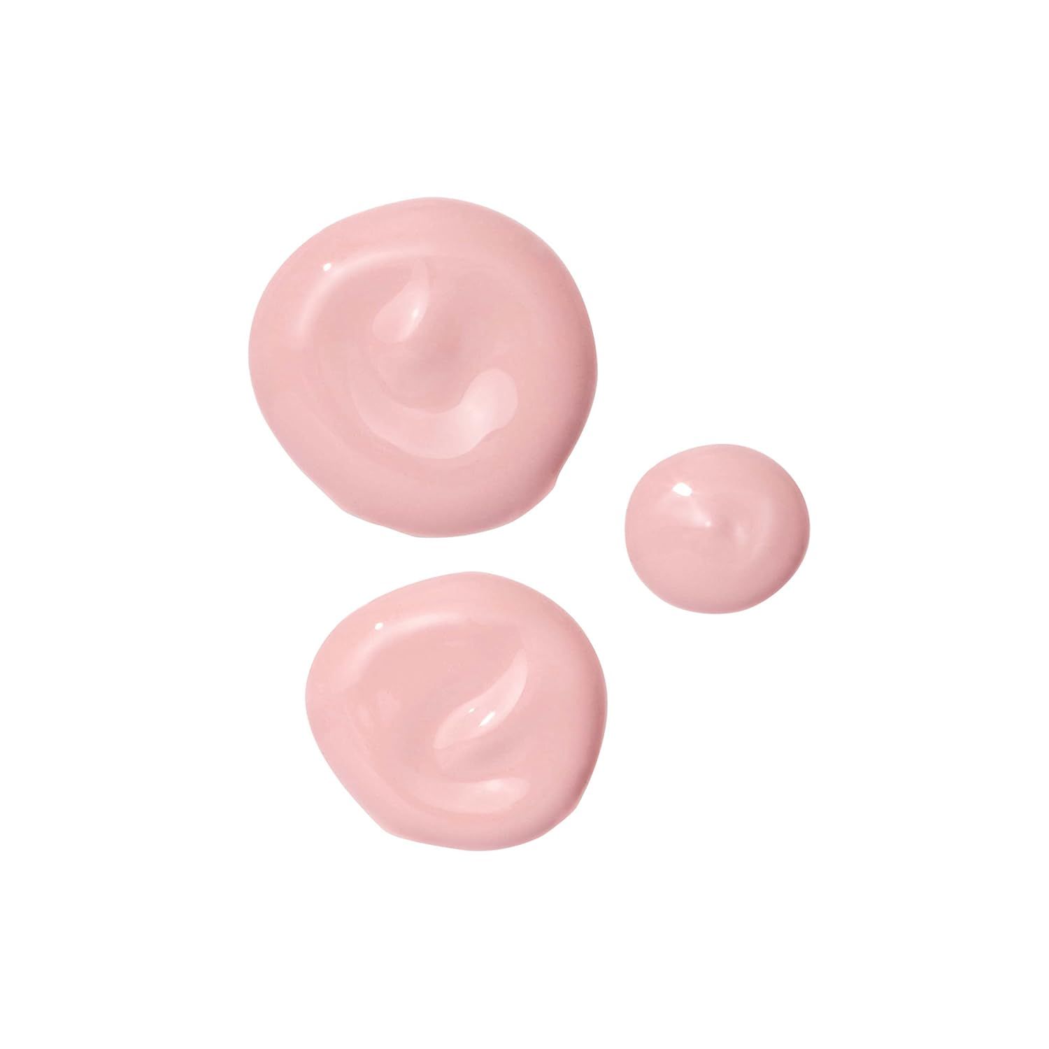 Drie roze druppels Drying Lotion op witte achtergrond.
