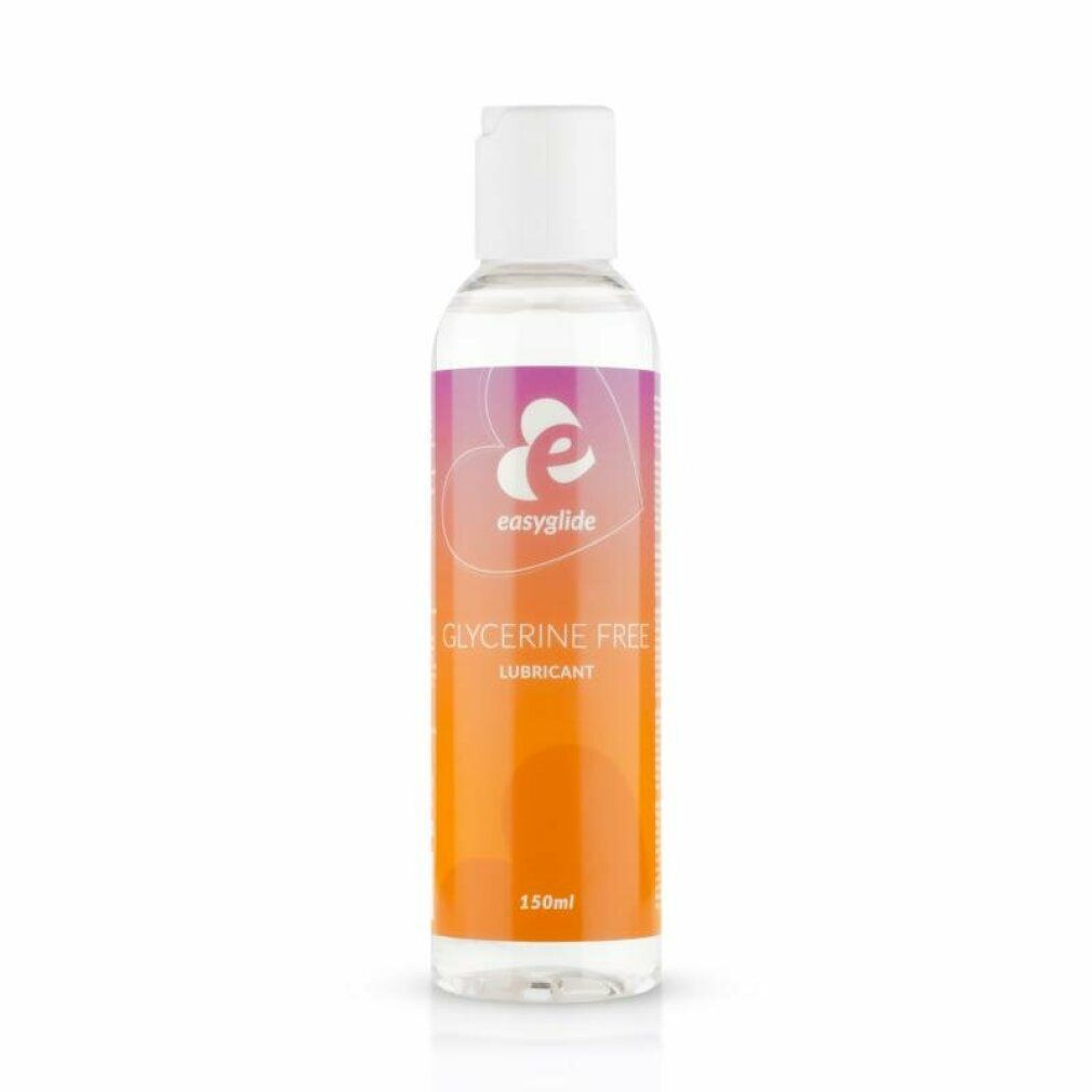 Transparante fles met witte dop. Etiket met logo, tekst "Glycerine Free Lubricant" en 150ml.