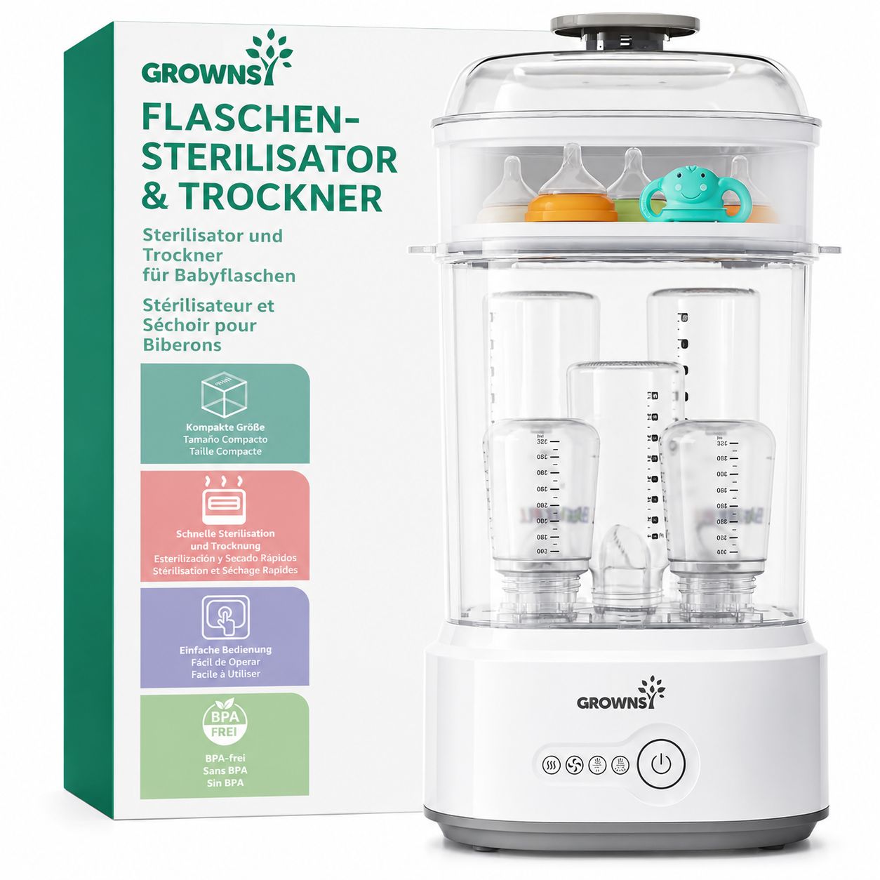 Grownsy flessensterilisator & droger, BPA-vrij.