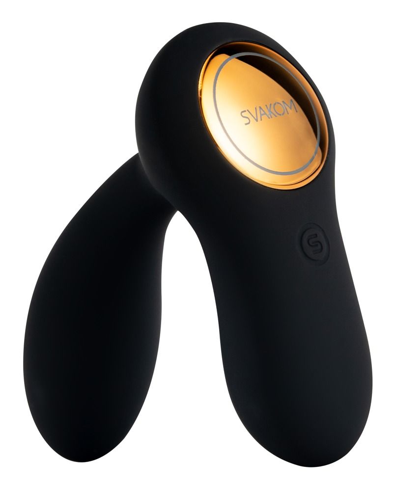 SVAKOM Vick Neo noir avec accent doré et logo.