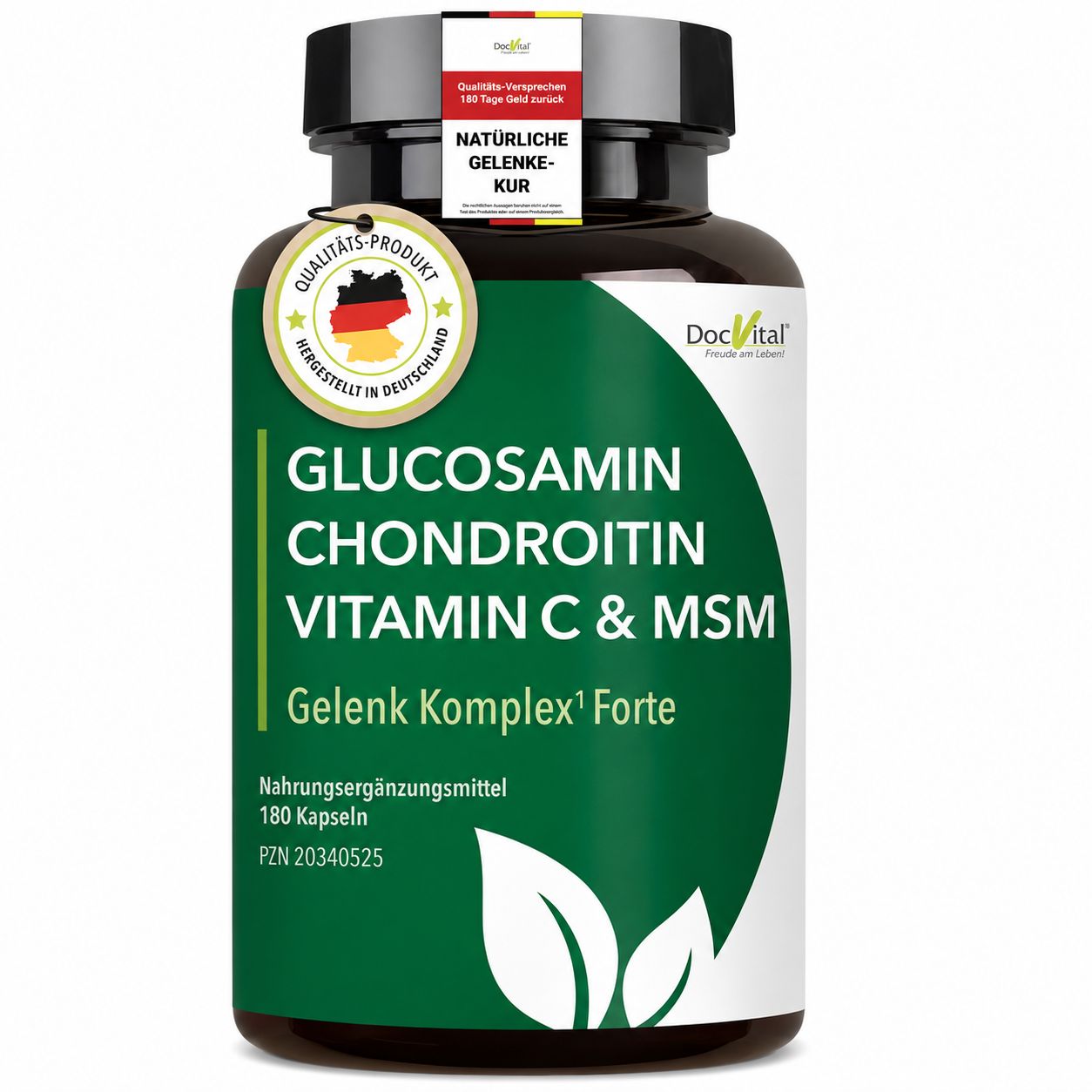 DocVital Glucosamine Chondroïtine MSM Gélules: Flacon de 180 gélules, Complexe Articulaire Forte.
