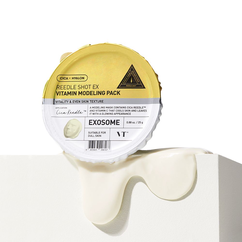 VT COSMETICS Reedle Shot Ex Vitamin Modeling Pack contenant une masse de masque dégoulinante.