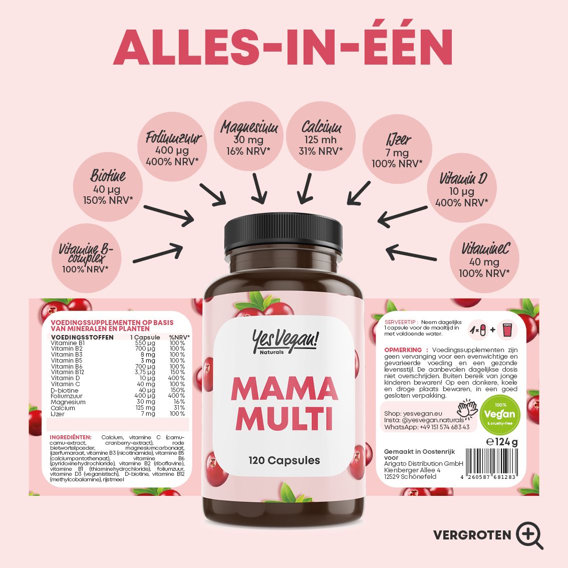 Mama Multi Multivitamine capsules: overzicht van ingrediënten en voordelen.