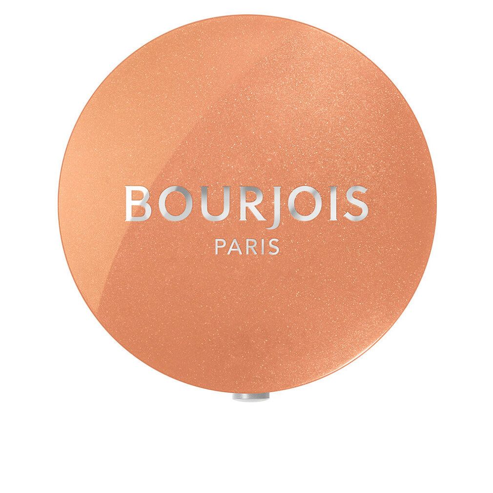 Ronde, roze oogschaduwdoos. Opschrift: BOURJOIS PARIS. Deksel gesloten.