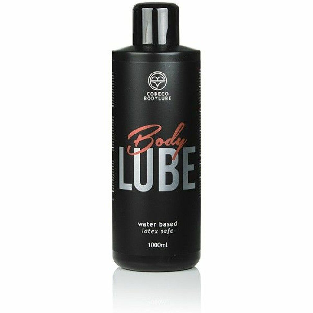Bouteille noire de Cobeco Bodylube, 1000ml, à base d'eau, compatible latex.
