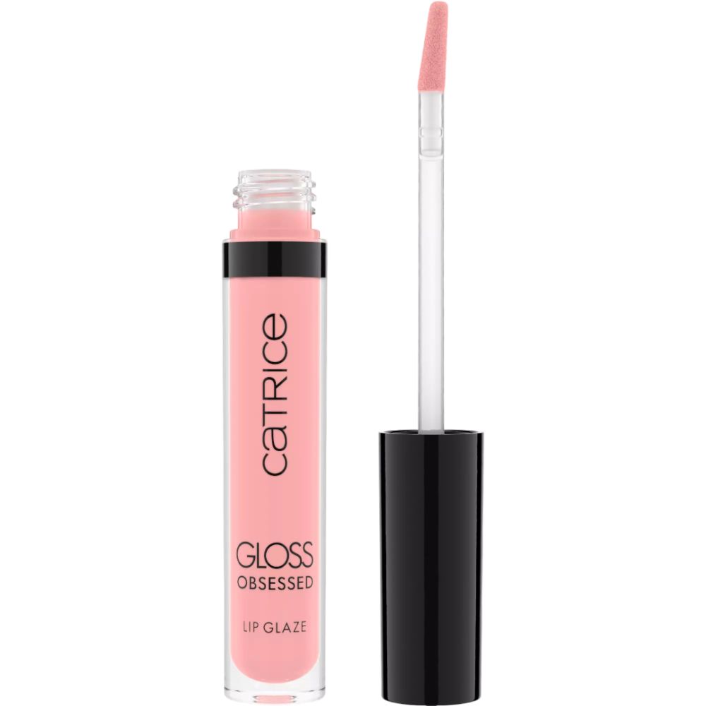 Catrice Lipgloss Gloss Obsessed roze. Zwarte dop en applicator.