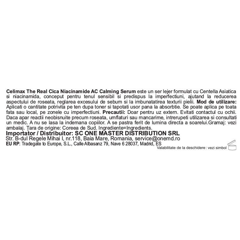 CELIMAX The Real Cica Niacinamide AC – verzachtend ampullen-serum voor onzuivere huid