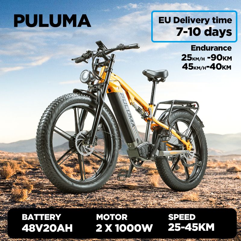 Elektrische fiets met 48V 20AH accu, 2 x 1000W motor, snelheid 25-45KM/H. EU levertijd 7-10 dagen.