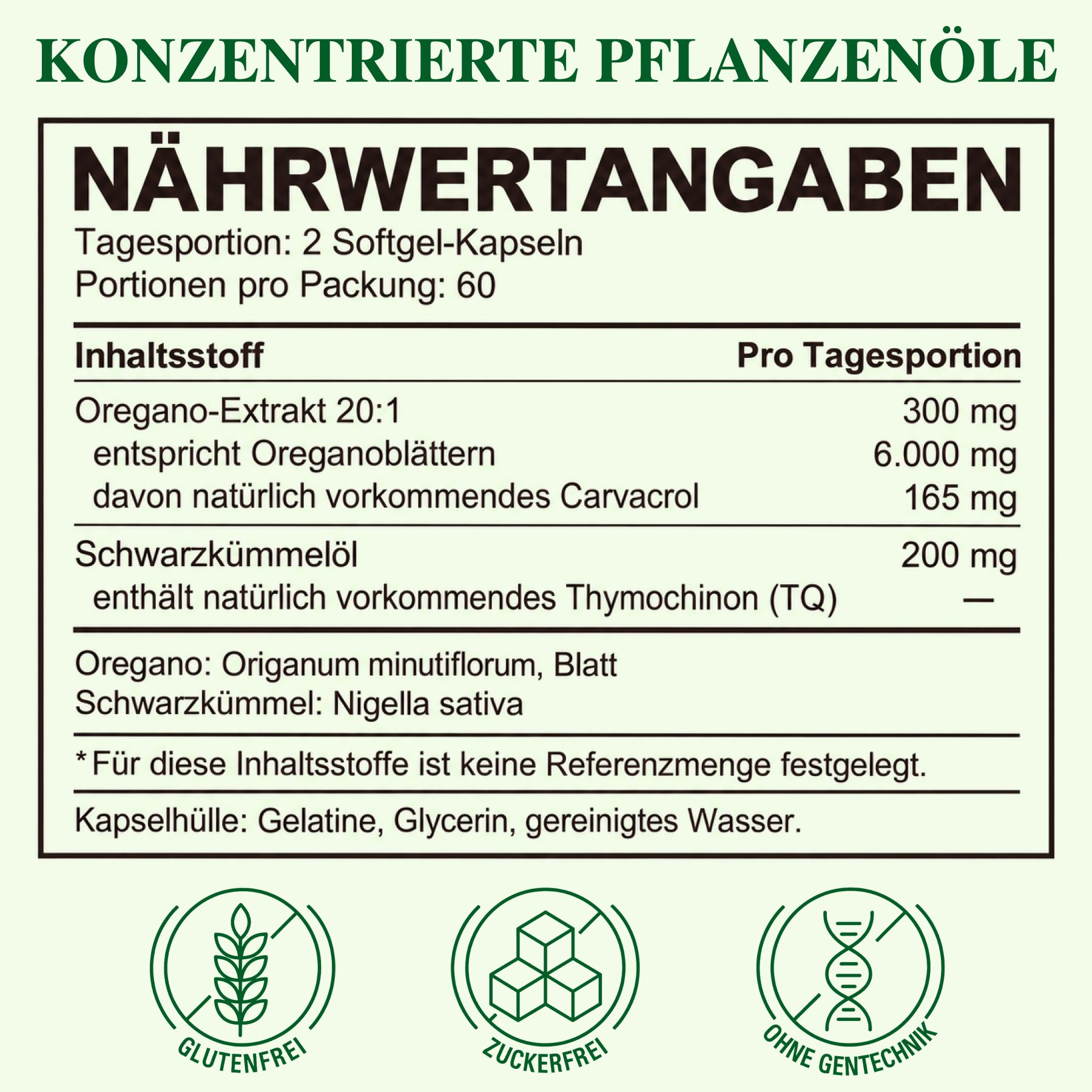 P-beauty Wilde Oregano-olie 6000 mg Zwarte Komijnolie Carvacrol Thymochinon