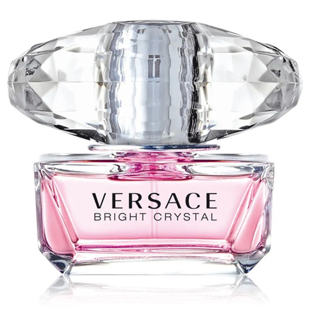 Flacon rose avec bouchon cristal. Inscription: Versace Bright Crystal.