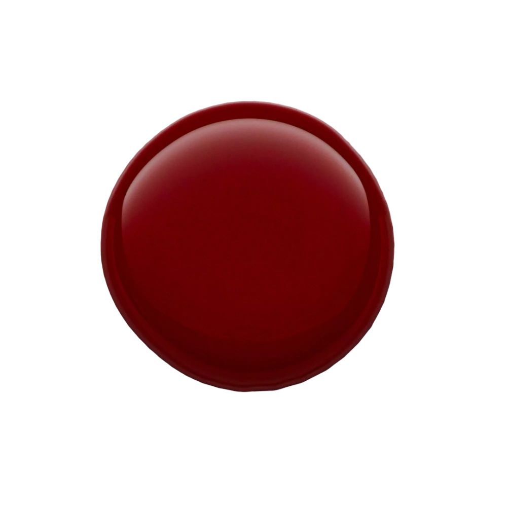 Tache ronde rouge sur fond blanc. Surface brillante.