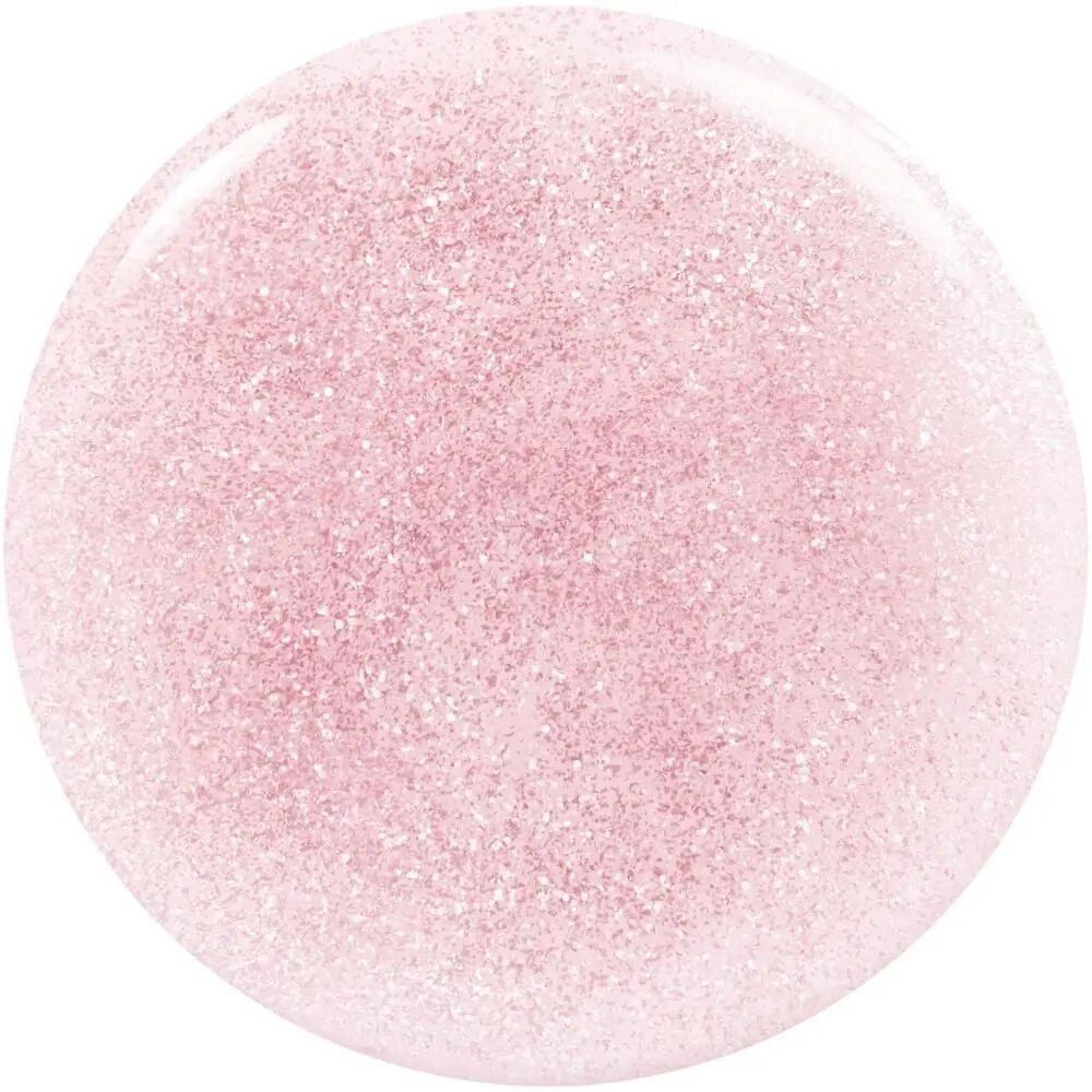 Goutte de vernis à ongles rose pailleté. Forme ronde.