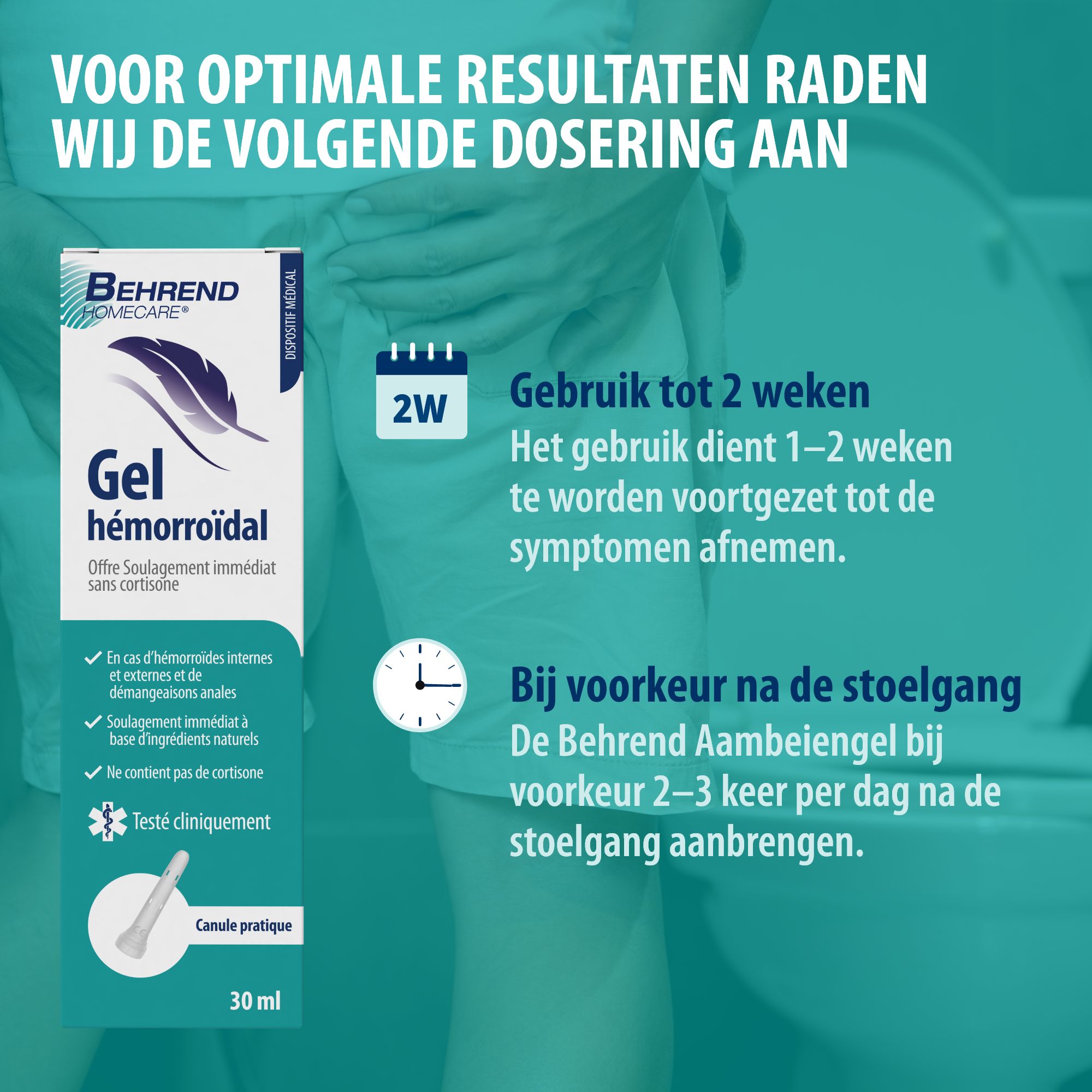 Behrend aambeien gel, ingrediënten: geen cortison, parabenen, siliconen, dierproeven. Tekst.