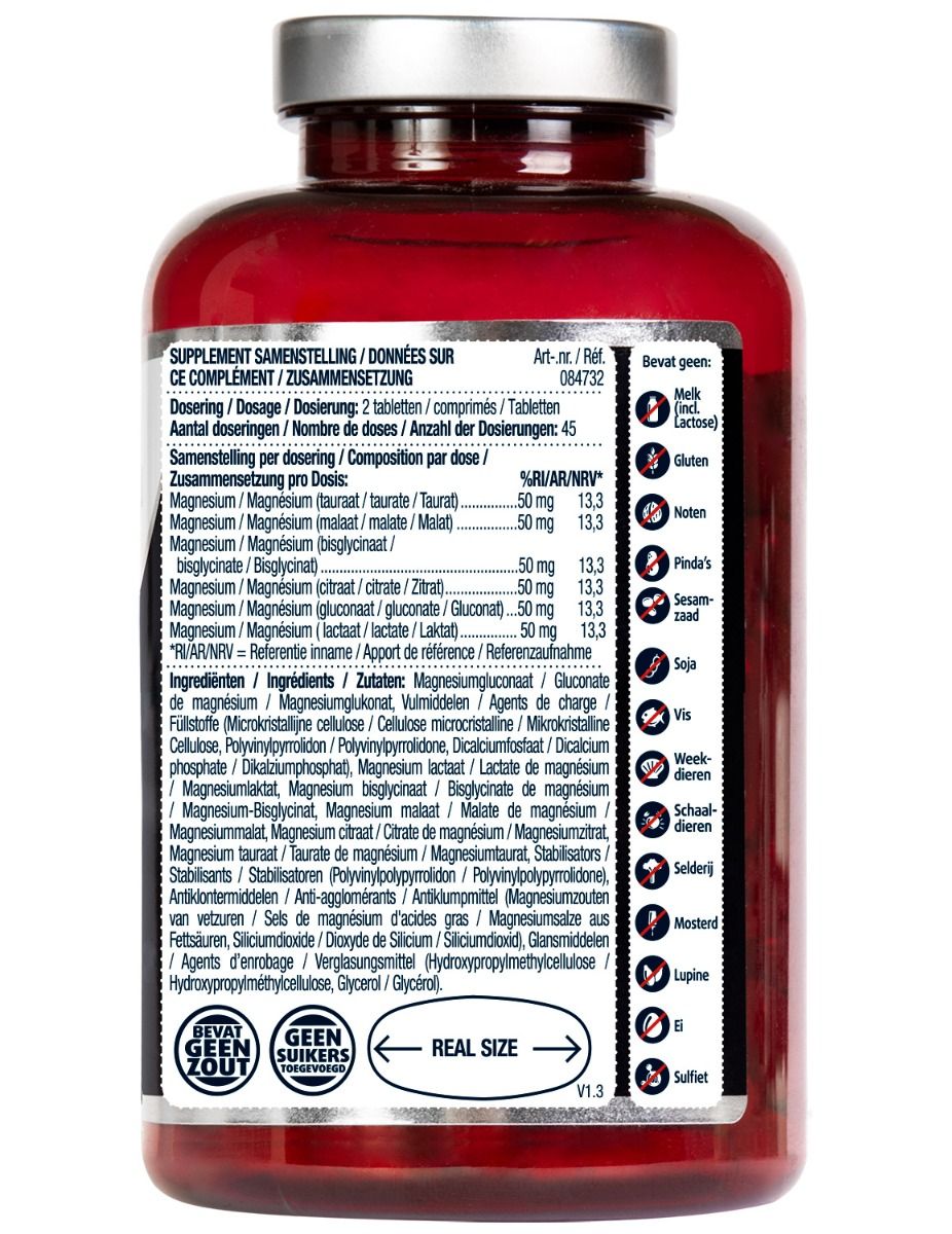 Achterkant fles. Tekst met ingrediënten en voedingswaarde. Keurmerken: vegan, glutenvrij.