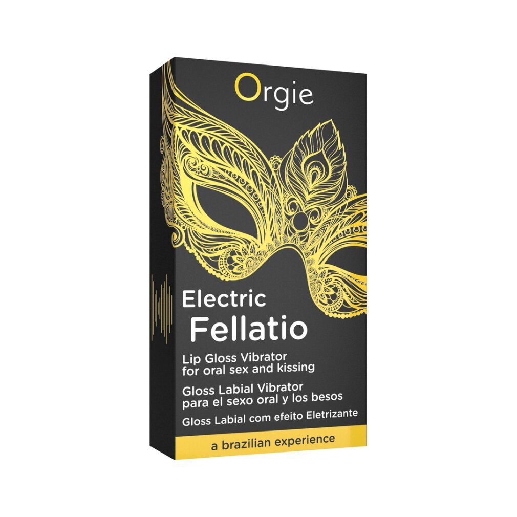 Emballage pour Orgie Electric Fellatio Lip Gloss Vibrator.
