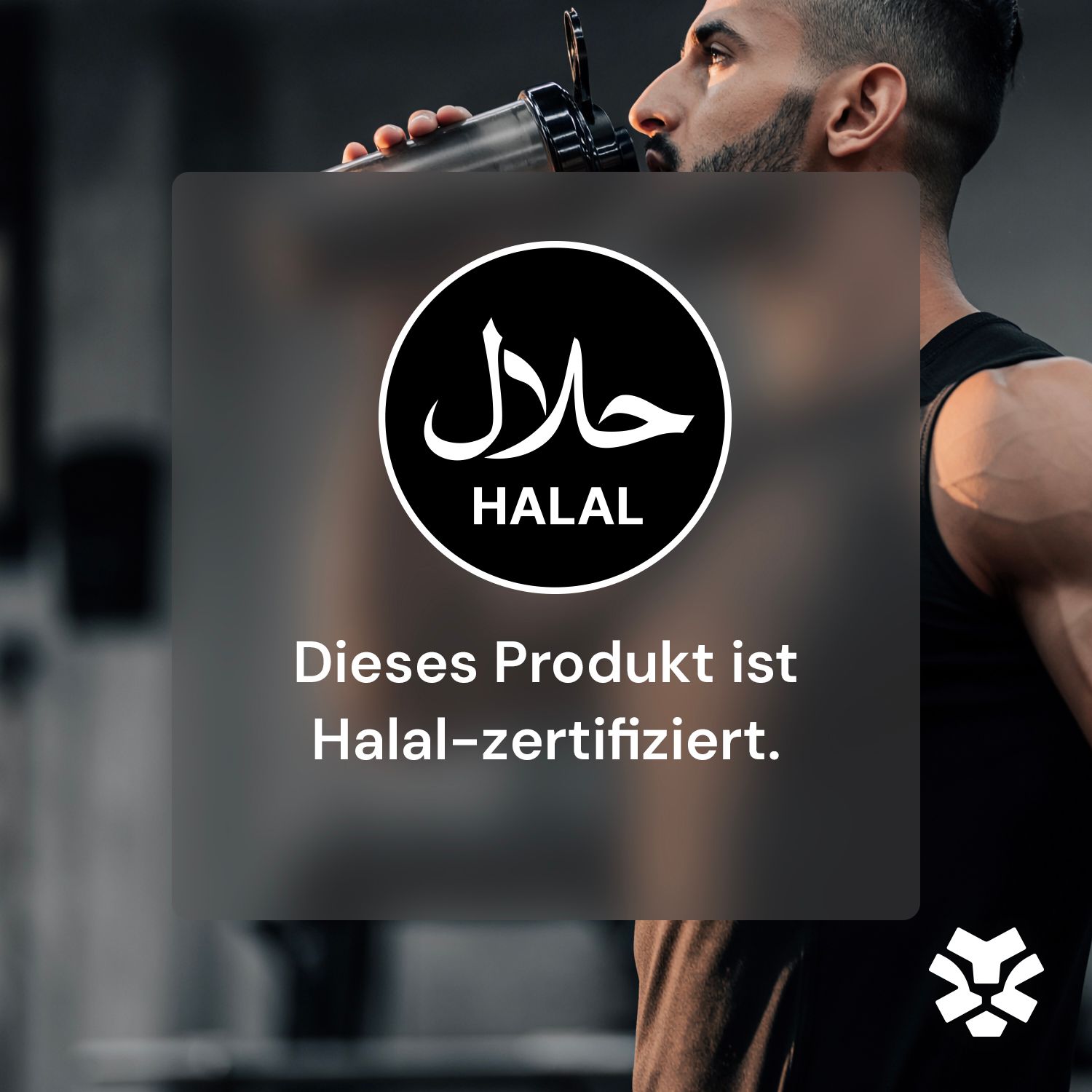 Certification Halal. Texte : « Ce produit est certifié Halal. » Logo : symbole Halal.