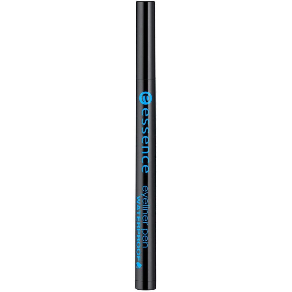 Eyeliner feutre noir. Inscription bleue: Essence, Eyeliner Pen, Waterproof. Stylo noir.