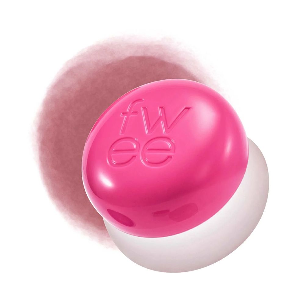 Récipient rond et rose avec le logo "fwee" en relief.