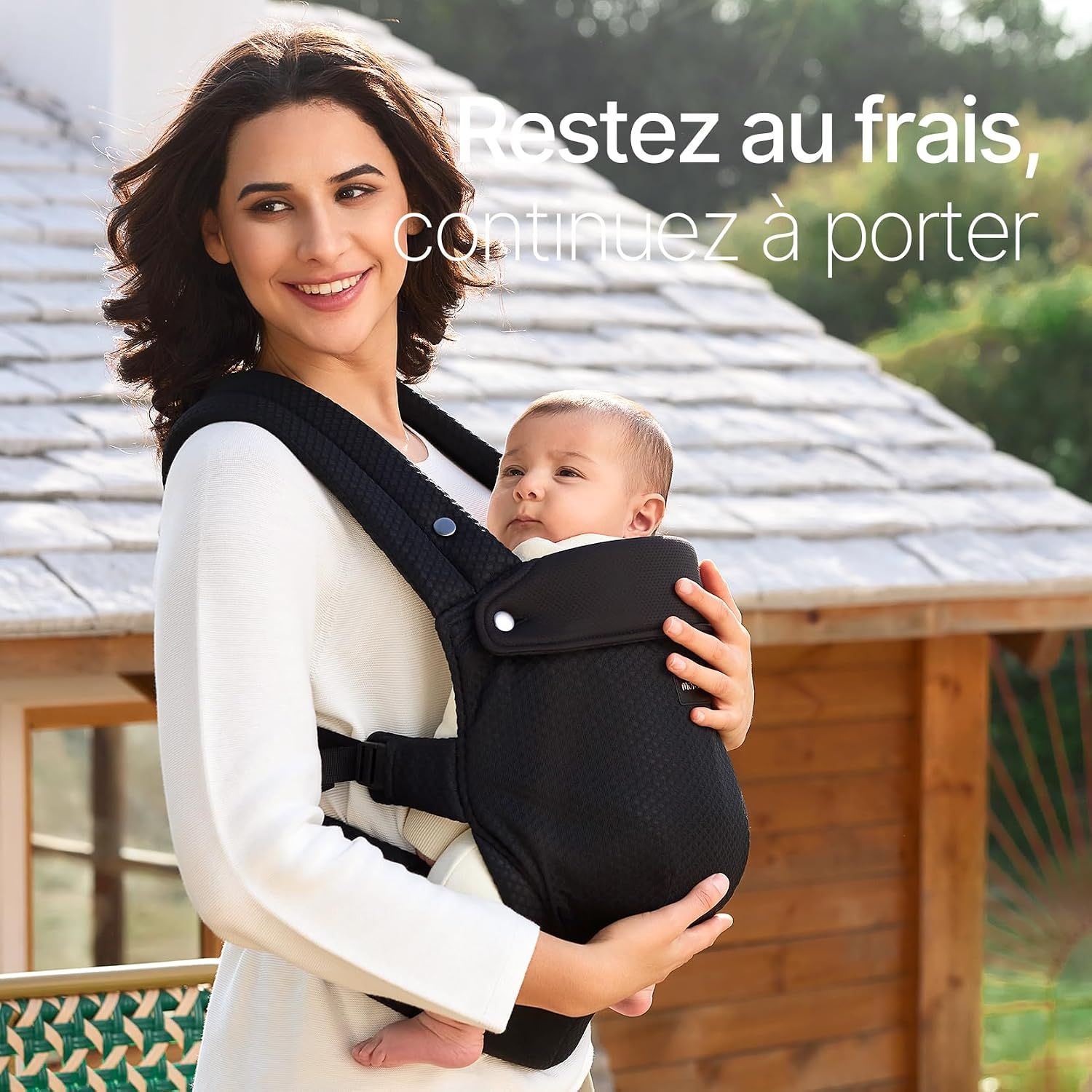 Momcozy Porte-bébé - Léger & Respirant Maille Aérée-Noir